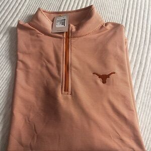 Striped Orange Quarter-Zip Polo